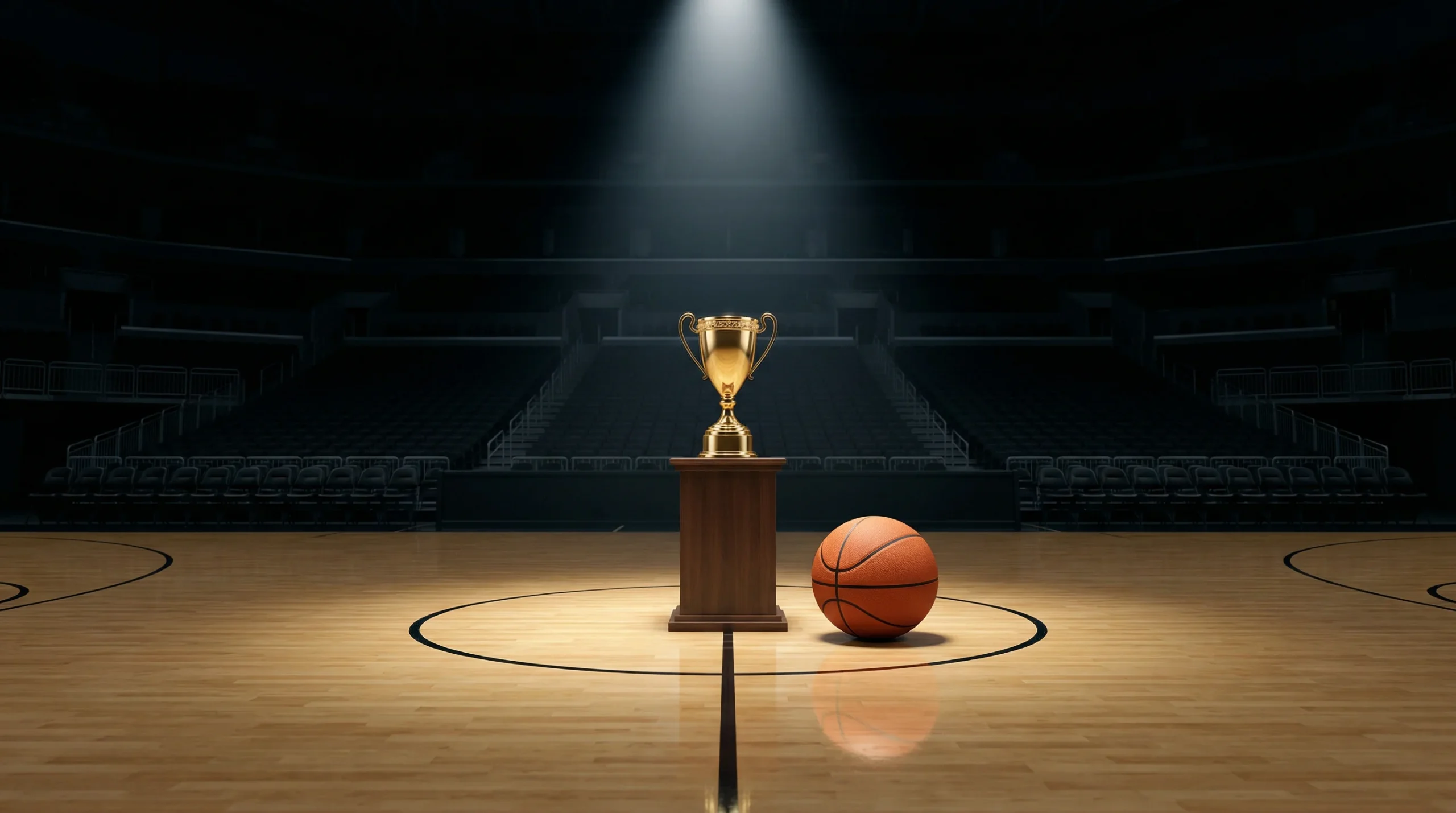 Bild des Pokals und des Basketballs