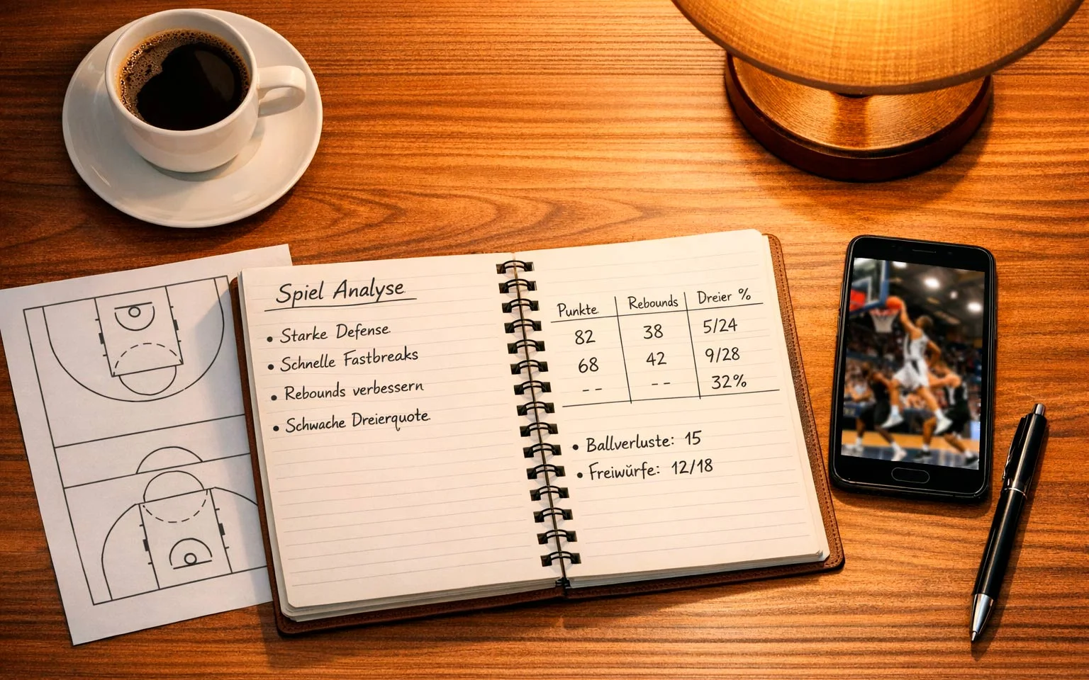 Detaillierte Spielstatistiken und Matchup-Analyse auf Notizblock