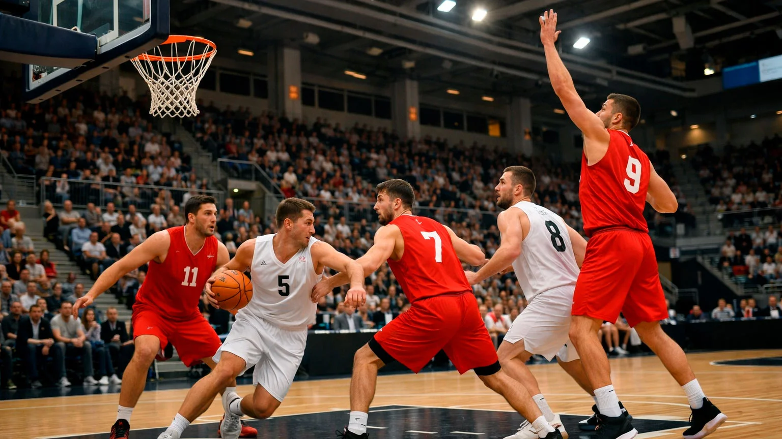 Deutsche Basketball-Mannschaften beim Bundesliga-Spiel