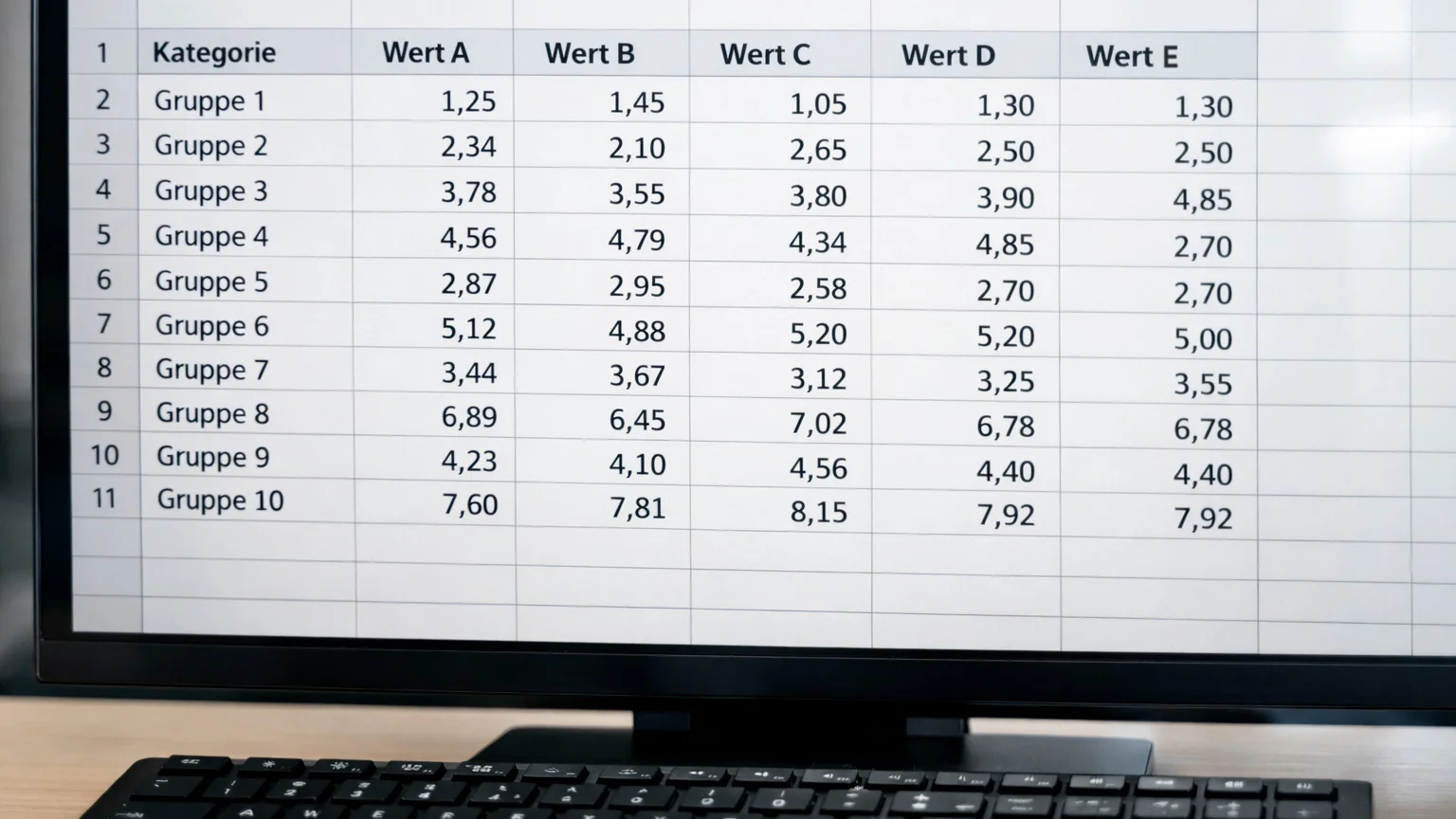 Nahaufnahme eines Bildschirms mit Quotenvergleich