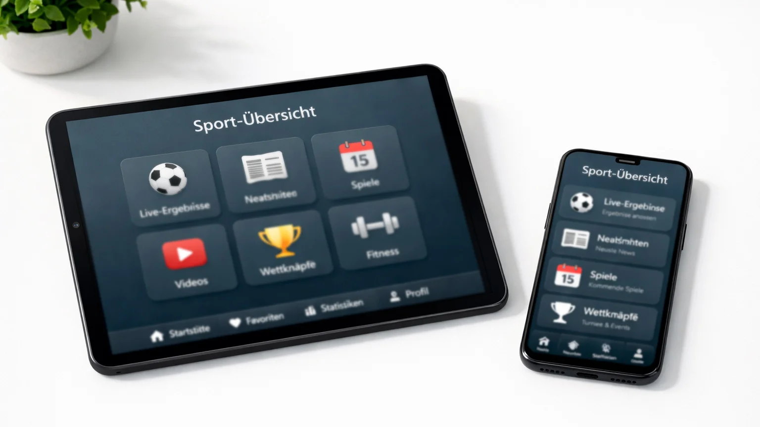 Modernes Tablet und Smartphone auf einem Schreibtisch